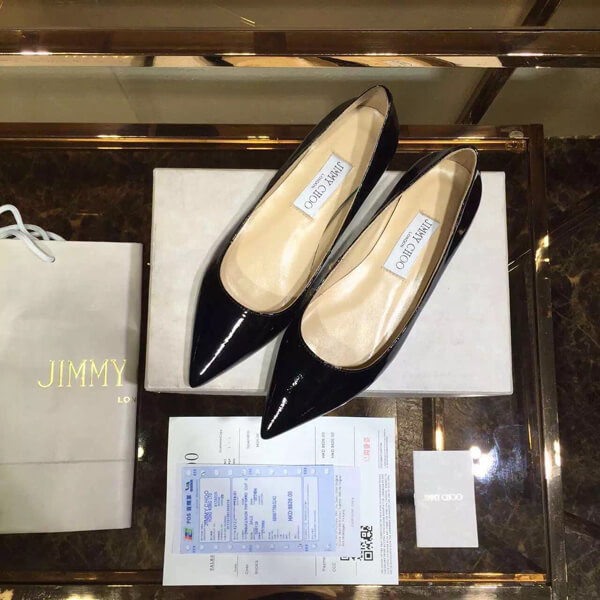 2016-17AW コレクション ジミーチュウスーパーコピー JIMMY CHOO☆ROMY レザーバレリーナ Black